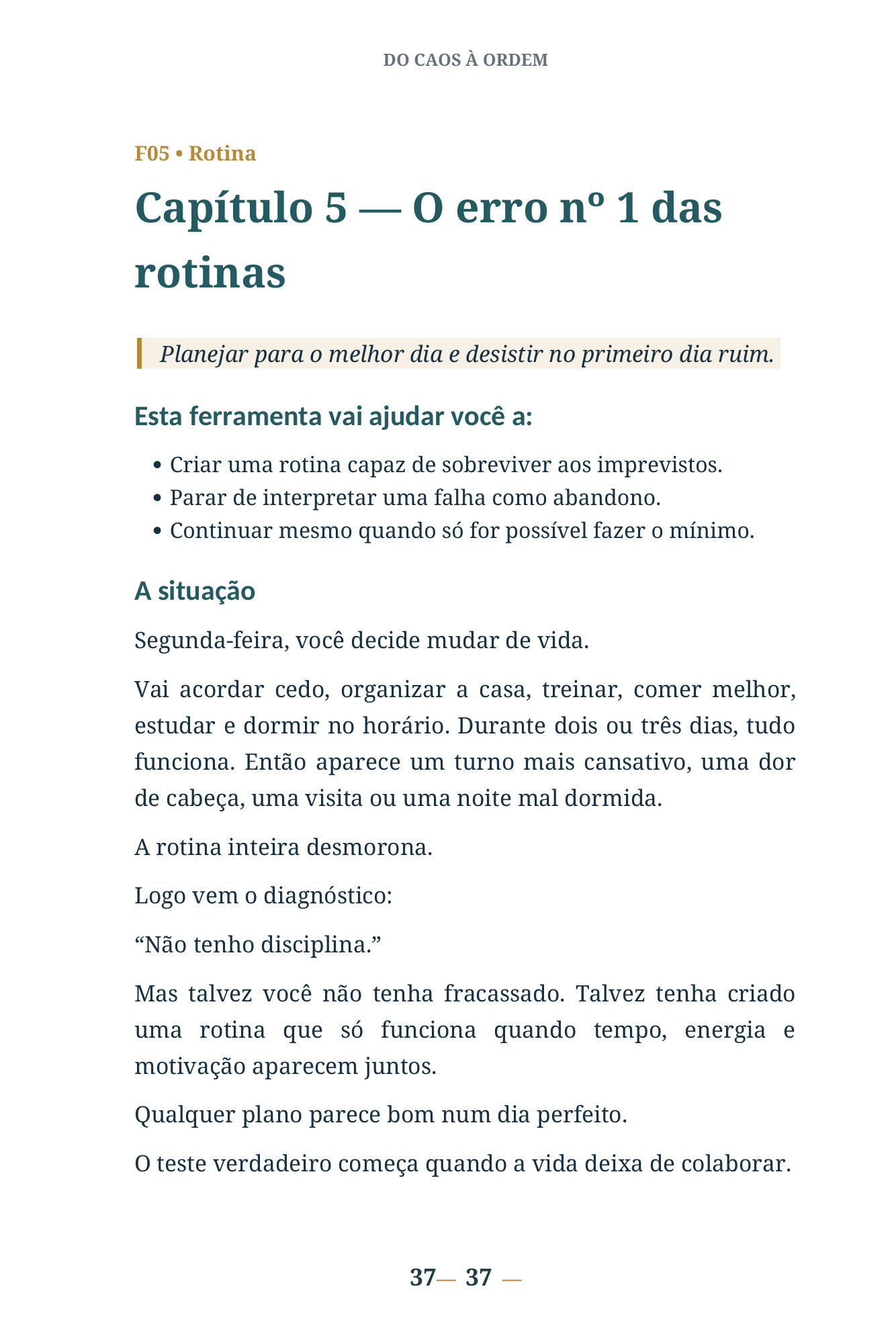 Página do capítulo 5 sobre rotinas